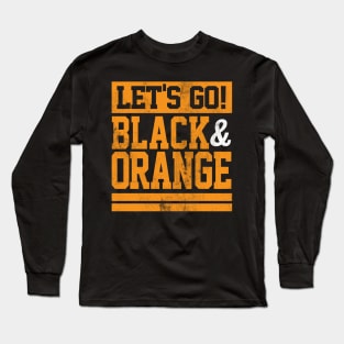 Let's Go Black & Orange Team Colors Vintage Game Day Long Sleeve T-Shirt